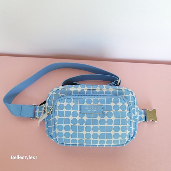 KATE SPADE Belt Bag Noel Jacquarded Printed Fabric Bag- Astral Blue color ⭐ - Picture 4 of 16